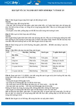 Bài tập về Các ngành giun môn Sinh học 7 có đáp án