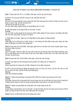 Bài tập về Động Vật Thân Mềm môn Sinh học 7 có đáp án