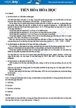 Lý thuyết ôn tập Giai đoạn tiến hóa hóa học Sinh 12