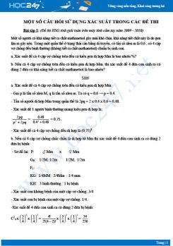 Tuyển tập Một số câu hỏi vận dụng xác suất trong các đề thi qua các năm