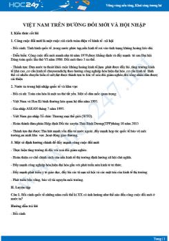 Tổng ôn chủ đề Việt Nam trên đường đổi mới và hội nhập Địa lí 12