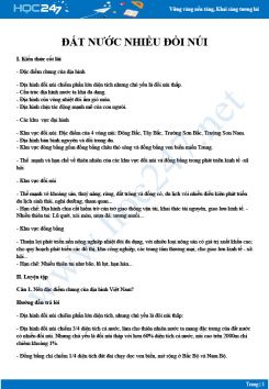 Lý thuyết ôn tập chủ đề Địa lí tự nhiên nước ta - Đất nước nhiều đồi núi Địa lí 12