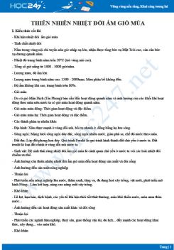Tổng ôn chủ đề Thiên nhiên nhiệt đới ẩm gió mùa Địa lí 12