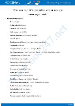 Tổng hợp các từ vựng Tiếng Anh về du lịch thông dụng nhất