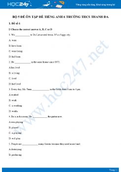 Bộ 5 đề ôn tập hè Tiếng Anh 6 năm 2021 Trường THCS Thanh Đa
