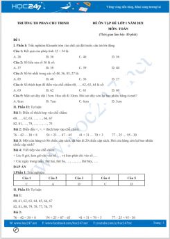 Bộ 5 đề ôn tập hè Toán lớp 1 có đáp án Trường TH Phan Chu Trinh