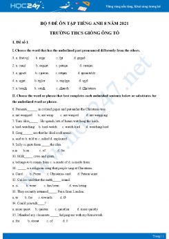 Bộ 5 đề ôn tập hè Tiếng Anh 8 năm 2021 Trường THCS Giồng Ông Tố