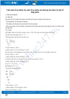 Bài tập về Chia một số tự nhiên cho một số tự nhiên mà thương tìm được là một số thập phân cấp tiểu học