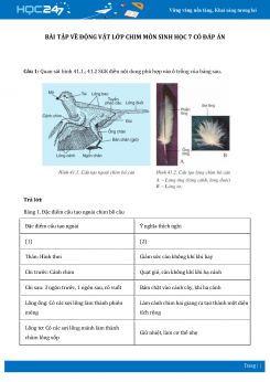 Bài tập về Động vật lớp chim môn Sinh học 7 có đáp án