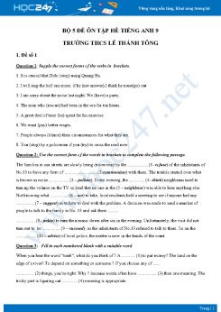 Bộ 5 đề ôn tập hè Tiếng Anh 9 năm 2021 Trường THCS Lê Thánh Tông