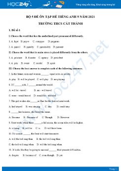 Bộ 5 đề ôn tập hè Tiếng Anh 9 năm 2021 Trường THCS Cát Thành