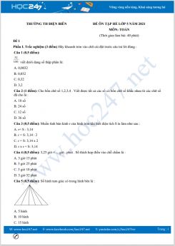 Bộ 5 đề ôn tập hè Toán lớp 5 có đáp án Trường TH Điện Biên
