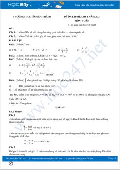 Bộ 5 đề ôn tập hè Toán 6 có đáp án năm 2021 Trường THCS Tô Hiến Thành