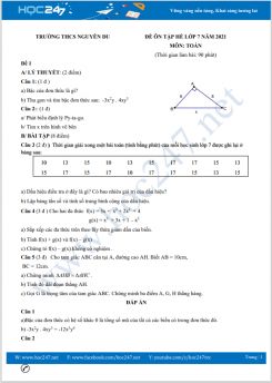 Bộ 5 đề ôn tập hè Toán 7 có đáp án năm 2021 Trường THCS Nguyễn Du