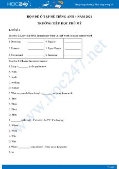 Bộ 5 đề ôn tập hè Tiếng Anh 4 năm 2021 Trường Tiểu học Phú Mỹ