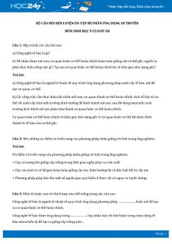 Bộ câu hỏi rèn luyện ôn tập hè phần Ứng dụng di truyền môn Sinh học 9 có đáp án