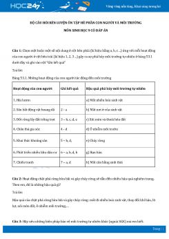 Bộ câu hỏi rèn luyện ôn tập hè phần Con người và môi trường môn Sinh học 9