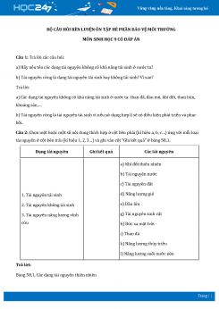 Bộ câu hỏi rèn luyện ôn tập hè phần Bảo vệ môi trường môn Sinh học 9 có đáp án