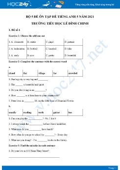 Bộ 5 đề ôn tập hè Tiếng Anh 5 năm 2021 Trường Tiểu học Lê Đình Chinh