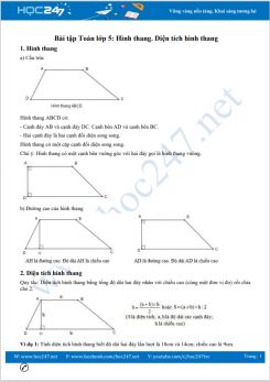 Hướng dẫn giải một số bài tập toán lớp 5 về hình thang, diện tích hình thang