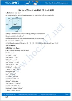 Hướng dẫn giải một số bài tập toán về Xăng ti mét khối. Đề xi mét khối cấp tiểu học