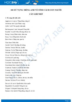 100 từ vựng Tiếng Anh về tính cách con người cần ghi nhớ