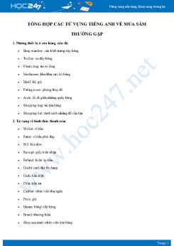 Tổng hợp các từ vựng Tiếng Anh về mua sắm thường gặp