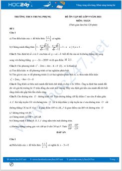 Bộ 4 đề ôn tập hè Toán 9 có đáp án năm 2021 Trường THCS  Trung Phụng
