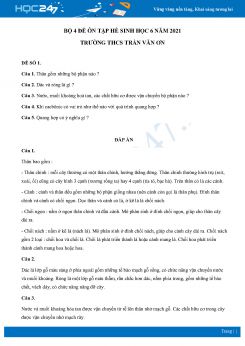 Bộ 4 Đề ôn tập hè môn Sinh Học 6 năm 2021 Trường THCS Trần Văn Ơn