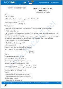 Bộ 4 đề ôn tập hè Toán 9 có đáp án năm 2021 Trường THCS Thanh Đa