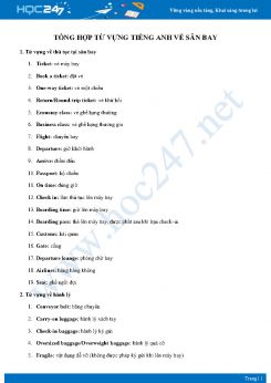 Tổng hợp từ vựng Tiếng Anh về sân bay