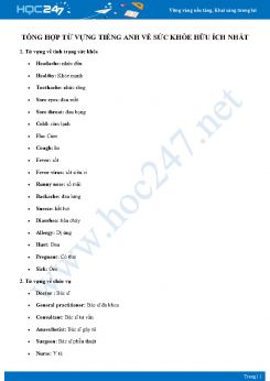 Tổng hợp từ vựng Tiếng Anh về sức khỏe hữu ích nhất