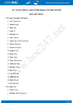 Từ vựng Tiếng Anh về bộ phận cơ thể người đầy đủ nhất