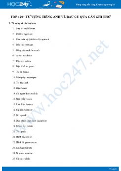 Top 120+ từ vựng Tiếng Anh về rau củ quả cần ghi nhớ