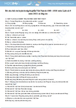 Bộ câu hỏi rèn luyện ôn tập hè phần Các nước trên thế giới từ 1945 đến nay lớp 9 năm 2021 có đáp án