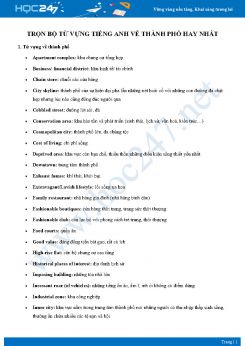 Trọn bộ từ vựng Tiếng Anh về thành phố hay nhất