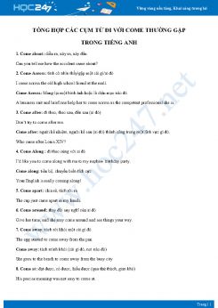 Tổng hợp các cụm từ đi với Come thường gặp trong Tiếng Anh