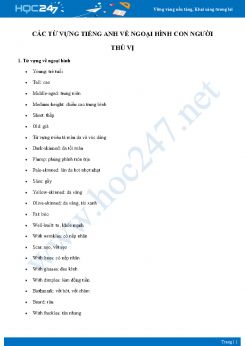 Các từ vựng Tiếng Anh về ngoại hình con người thú vị