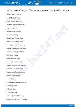 Tổng hợp từ vựng ôn thi Violympic Toán Tiếng Anh 5
