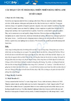 Các đoạn văn về thảm họa thiên nhiên bằng Tiếng Anh tuyển chọn