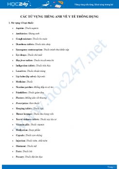Các từ vựng Tiếng Anh về y tế thông dụng