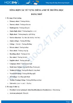 Tổng hợp các từ vựng Tiếng Anh về trường học đáng nhớ