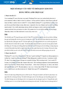 Một số đoạn văn viết về thói quen xem Tivi bằng Tiếng Anh chọn lọc