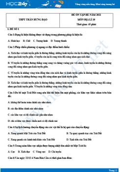 Bộ 4 đề ôn tập hè Địa lí 10 năm 2021 - Trường THPT Trần Hưng Đạo
