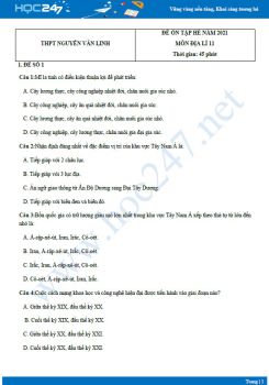 Bộ 4 đề ôn tập hè Địa lí 11 năm 2021 - Trường THPT Nguyễn Văn Linh