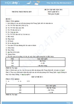 Bộ 5 đề ôn tập hè môn Lịch sử 6 năm 2021 có đáp án Trường THCS Trung Sơn