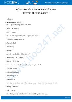 Bộ 4 Đề ôn tập hè môn Sinh Học 6 năm 2021 Trường THCS Ngô Gia Tự