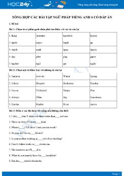 Tổng hợp các bài tập ngữ pháp Tiếng Anh 6 có đáp án