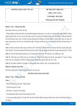 Đề thi giữa HK1 môn Ngữ văn 6 Cánh diều năm 2021-2022 Trường THCS Chu Văn An