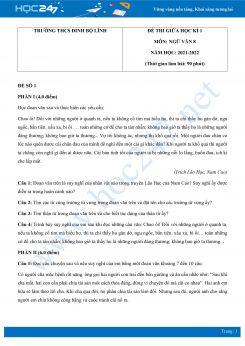 Bộ 5 đề thi giữa HK1 môn Ngữ văn 8 có đáp án năm 2021-2022 Trường THCS Đinh Bộ Lĩnh